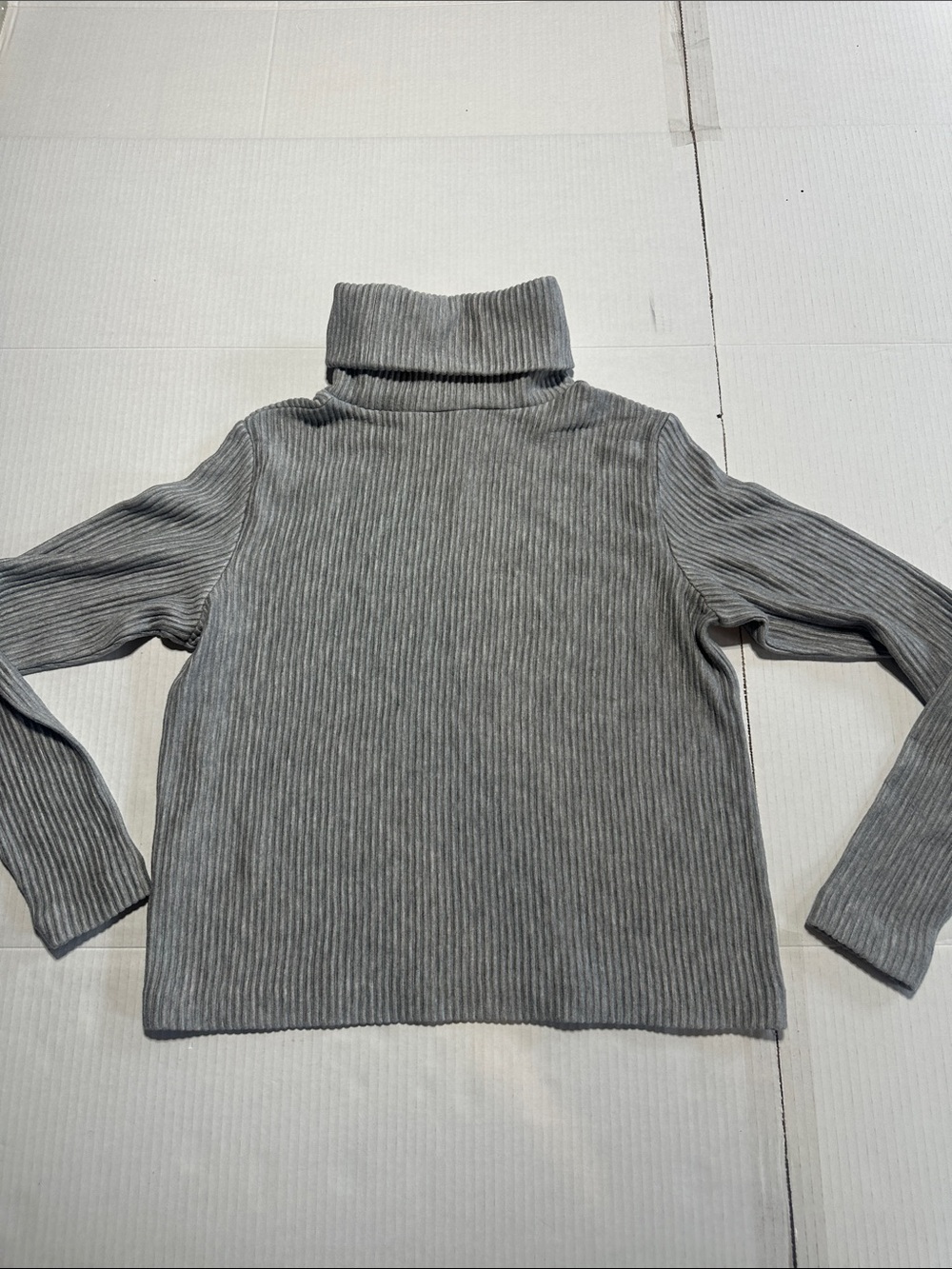NWT Meredy top tricot Club Monaco heathered Grey Ribbed Turtleneck Sweater soft - Picture 5 of 8
